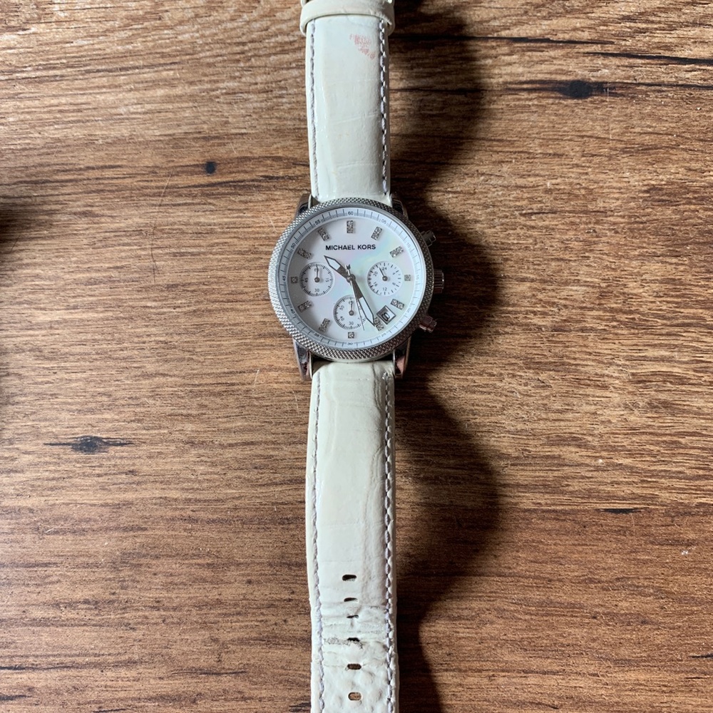 Michael Kors silver and white watch